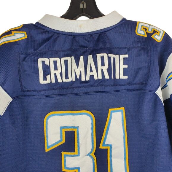 SAN DIEGO CHARGERS Jersey Youth Large Blue ANTONIO CROMARTIE #31 Retro REEBOK - Picture 6 of 9